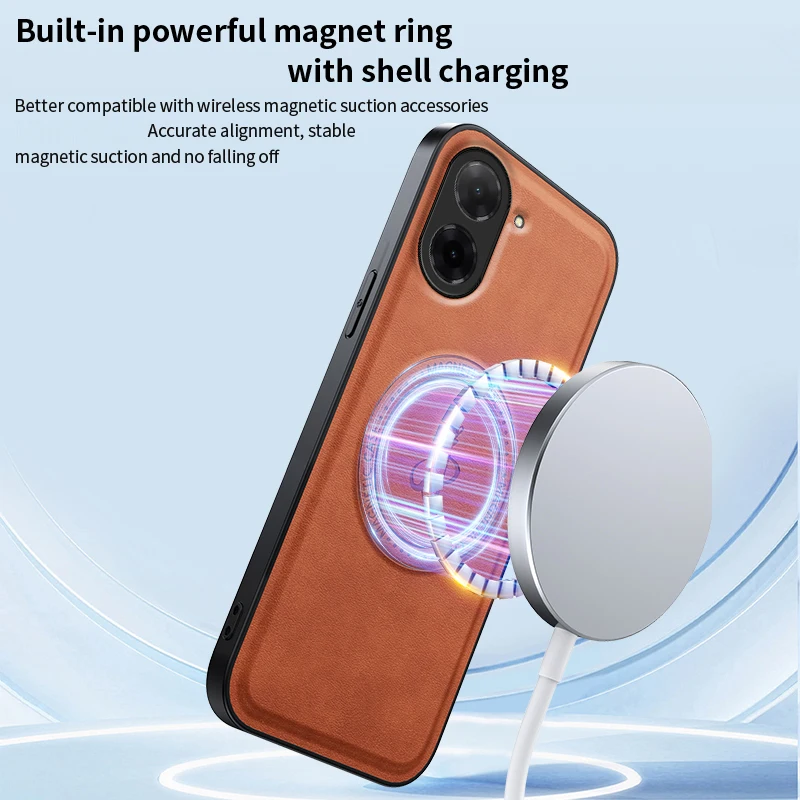 

For Redmi A4 5G A3x A3 Pro A5 4G Full Lens Protection Leather Phone Case Holder Magnetic Wireless Charging Soft Back Cover Cases