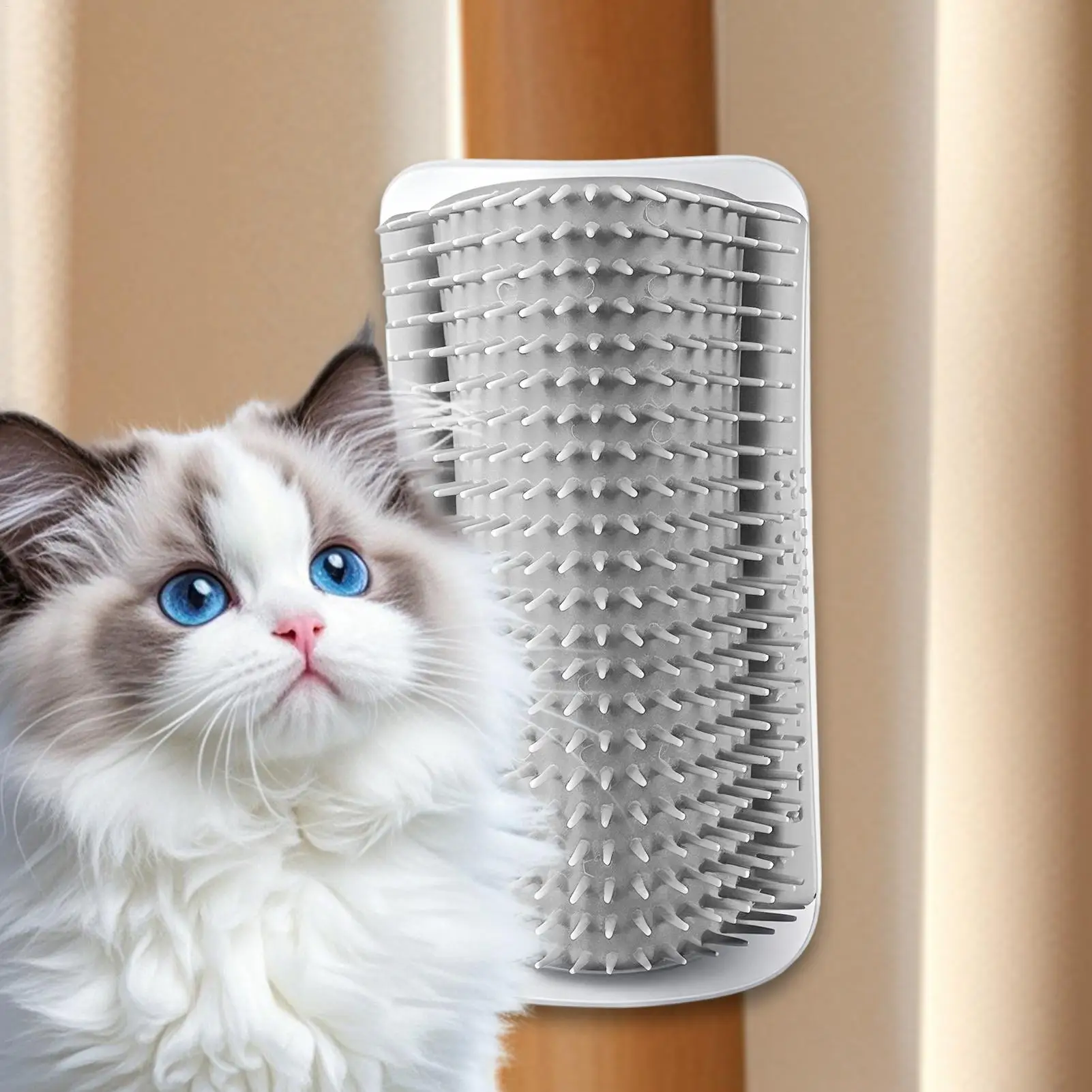 Cat Body Scratcher Corner Comb Space-Saving Self Grooming Adhesive Pet Massage Comb Cat Scratcher Comb Pet Deshedding Comb