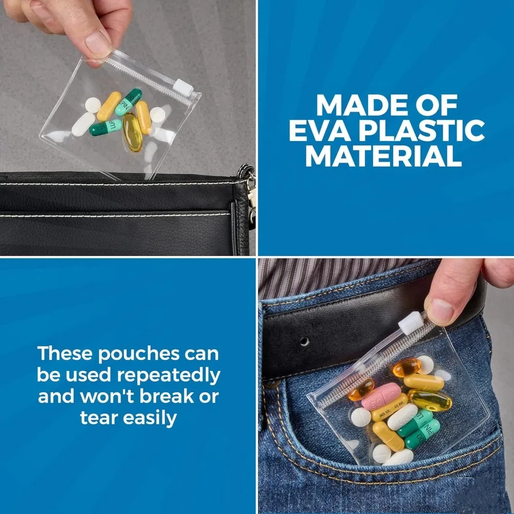 20pcs/set New Reusable Storage Bag with Zipper Slide Lock Medicine Bags Plastic Portable Self-sealing Bag Jewelry