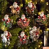 8pcs Different Riding Tools 2D Flat Santa Claus Wooden Ornament Set - Perfect for Christmas Trees and Holiday Home Decorations 2