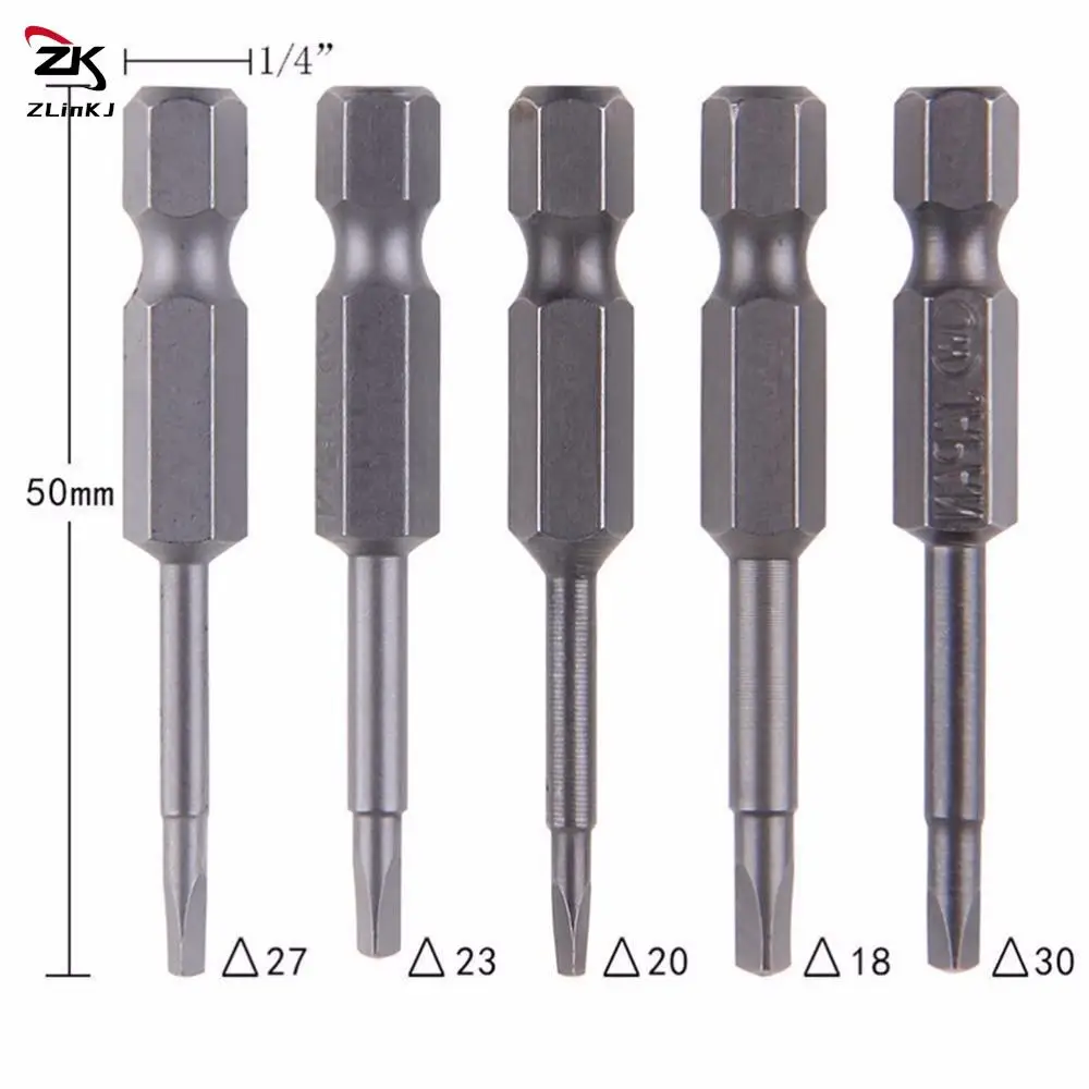 

5Pcs/lot Magnetic Triangle Head Screwdriver Bit 1/4" Hex S2 Steel Anti-slip Triangular Tip Screw Driver Electric Power Equipment