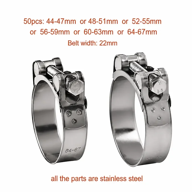 Stainless Steel Unitary Robust Pipe Clips T Clamps with Single Bolt
