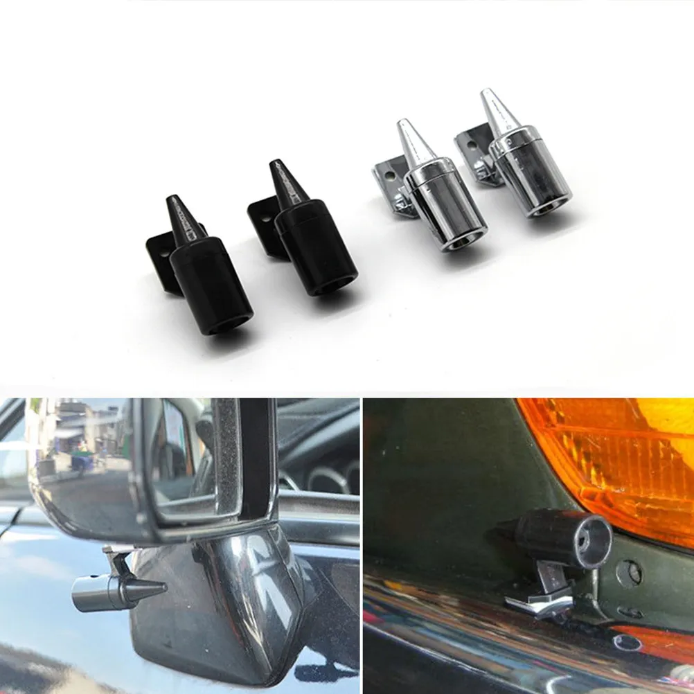 4Pcs Deer Whistle for Car Ultrasonic Animal Warning Device Accident Prevention Safety Alert Mounts Easy with Adhesive Tape Black