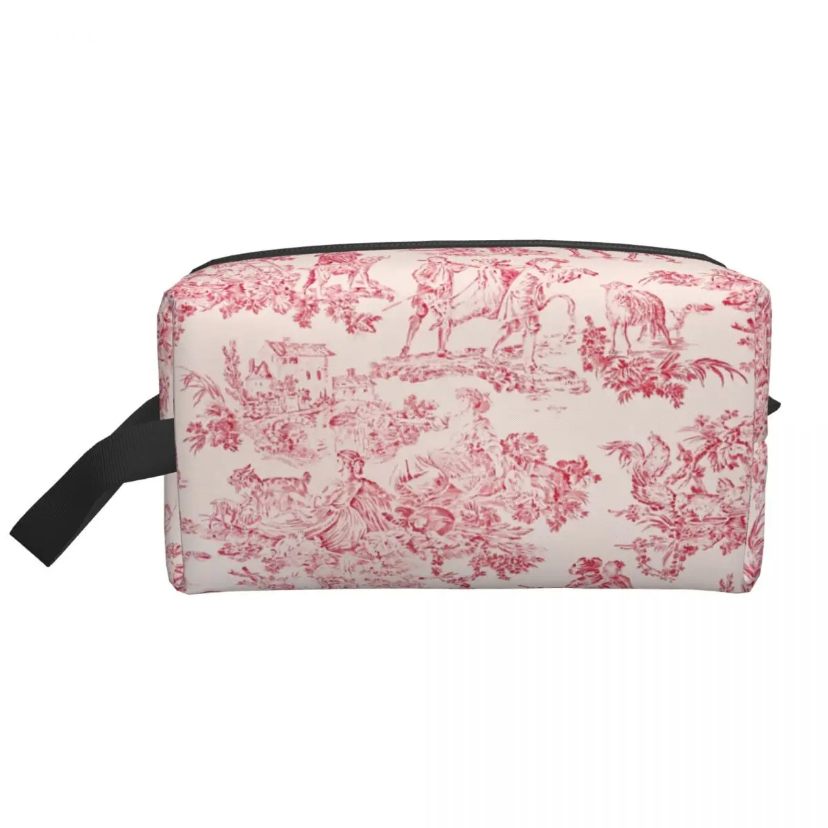 Kawaii Red And White Toile De Jouy Travel Toiletry Bag Women Makeup Cosmetic Organizer Beauty Storage Dopp Kit