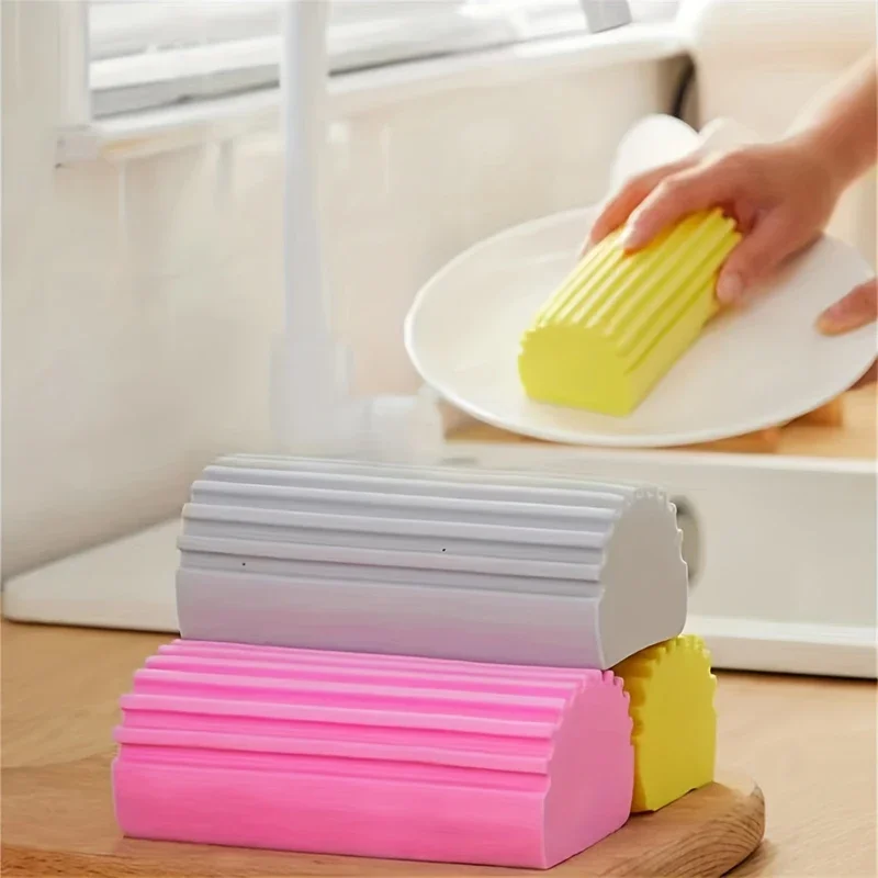 Damp Clean Duster Sponge Magic Dusting Scrub Sponge Brush for Cleaning Blinds Dishes Glass Baseboards Vents Railings Mirrors