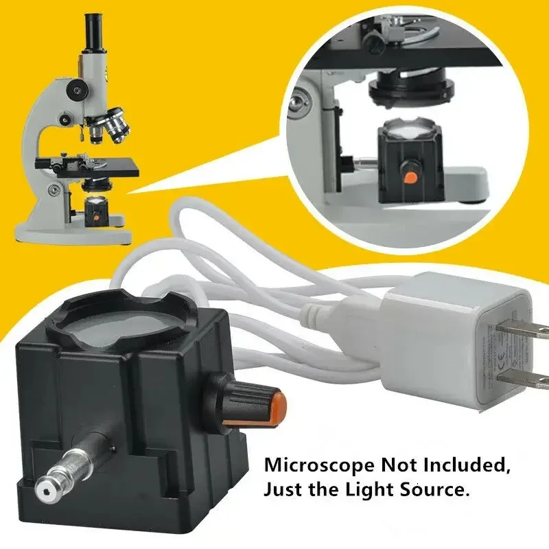 Microscópio biológico de led, recarregável, fonte de luz, ajustável, biologia óptica, lâmpada de fundo, iluminador de microscópio