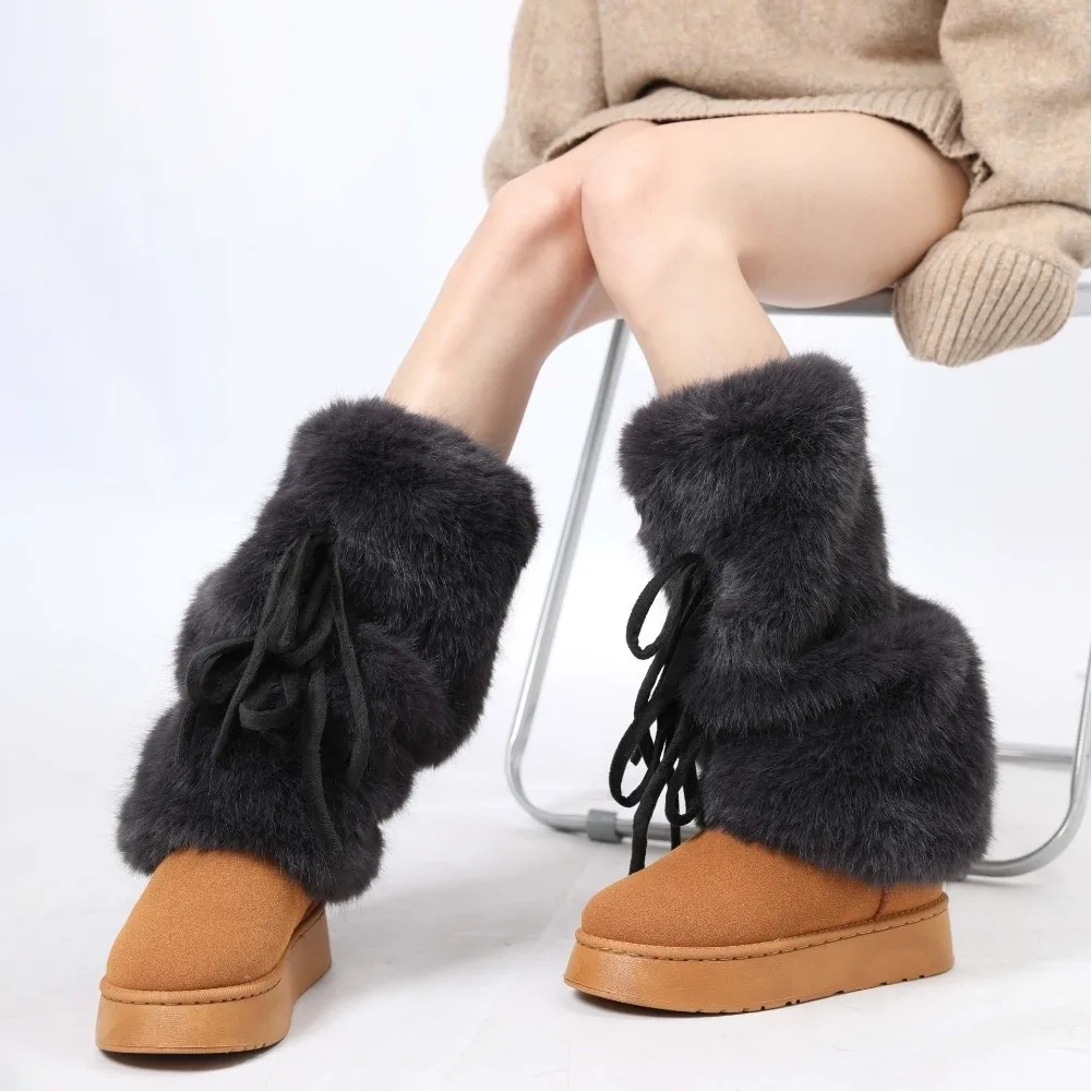 

Faux Fur Furry Leg Warmers 25/40/50cm Japanese Style Lolita Boots Cover Kawaii Solid Color Knee High Girls Socks Autumn/Winter