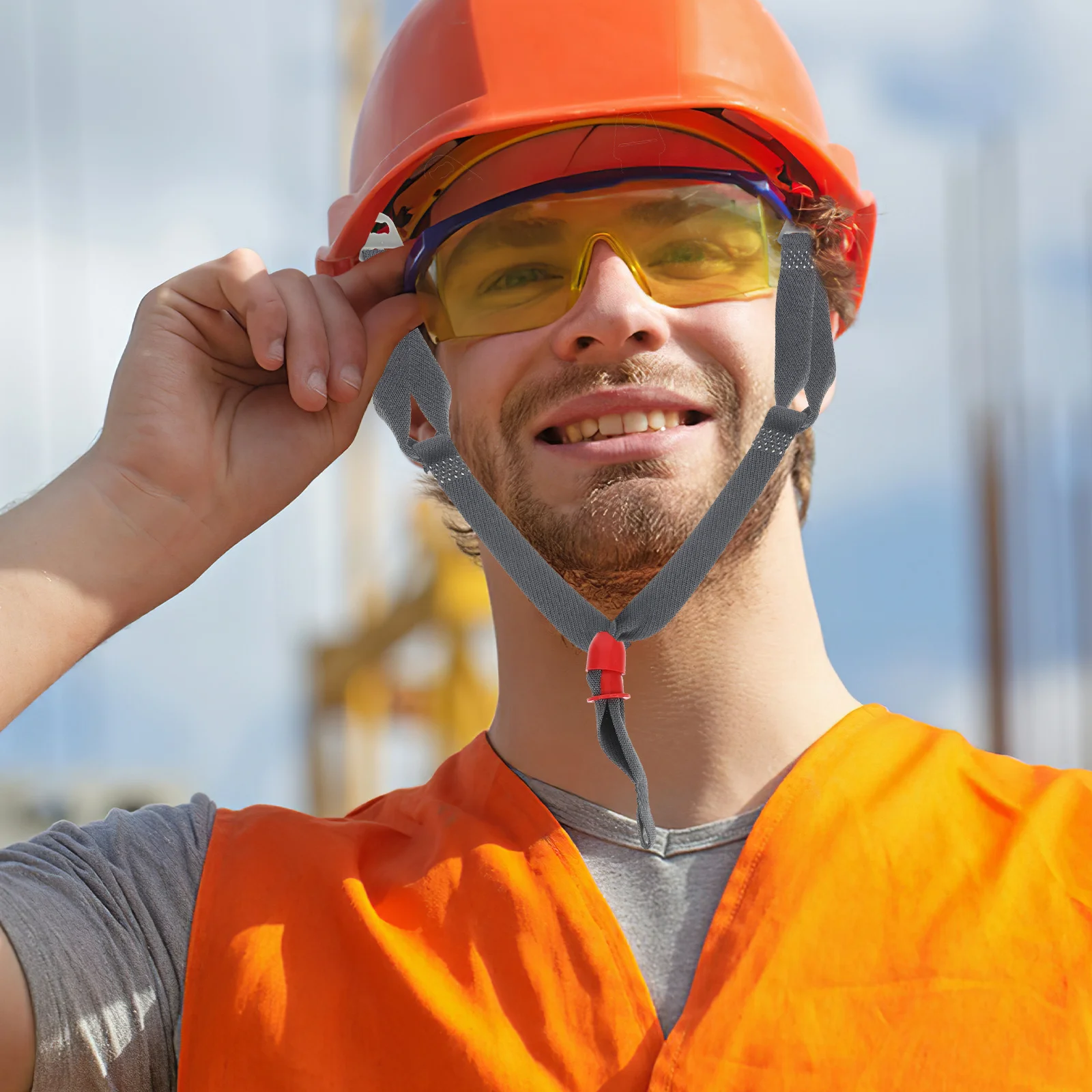 حزام الذقن قابل للتعديل لسلامة القبعة الصلبة على شكل حرف Y، حزام الذقن الواقي لعمل البناء #4