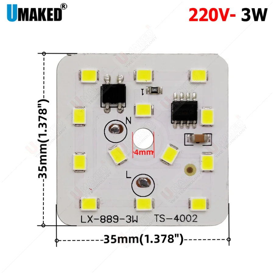 5pcs  3W 6W 12W AC 220V SMD pcb with integrated IC driver, Driverless led pannel light board, downlight source direct to 220V
