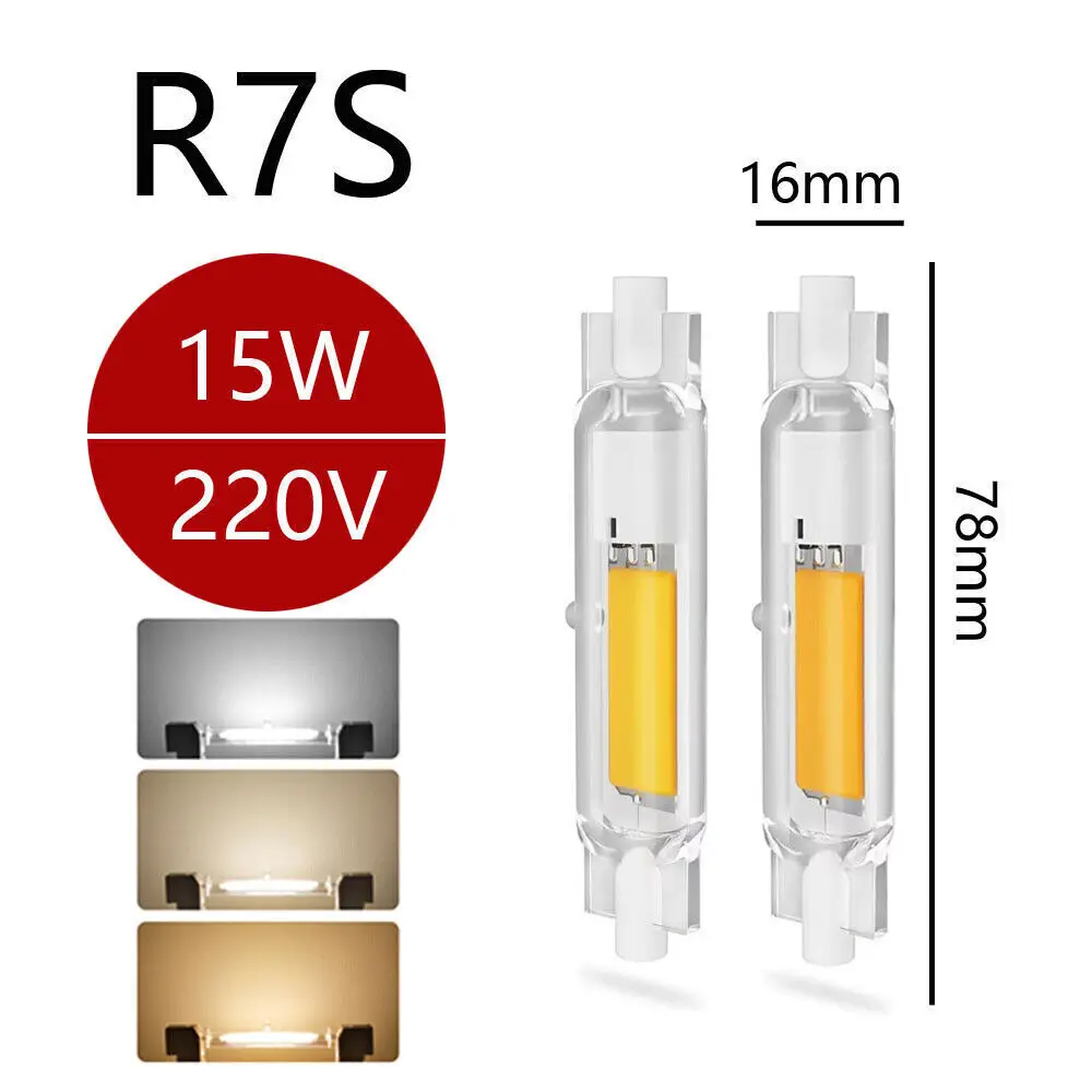 R7S LED COB Dimmbar Lampe 78mm 118mm 30W Tube Glas 15W Ersetzen Halogen Lampe