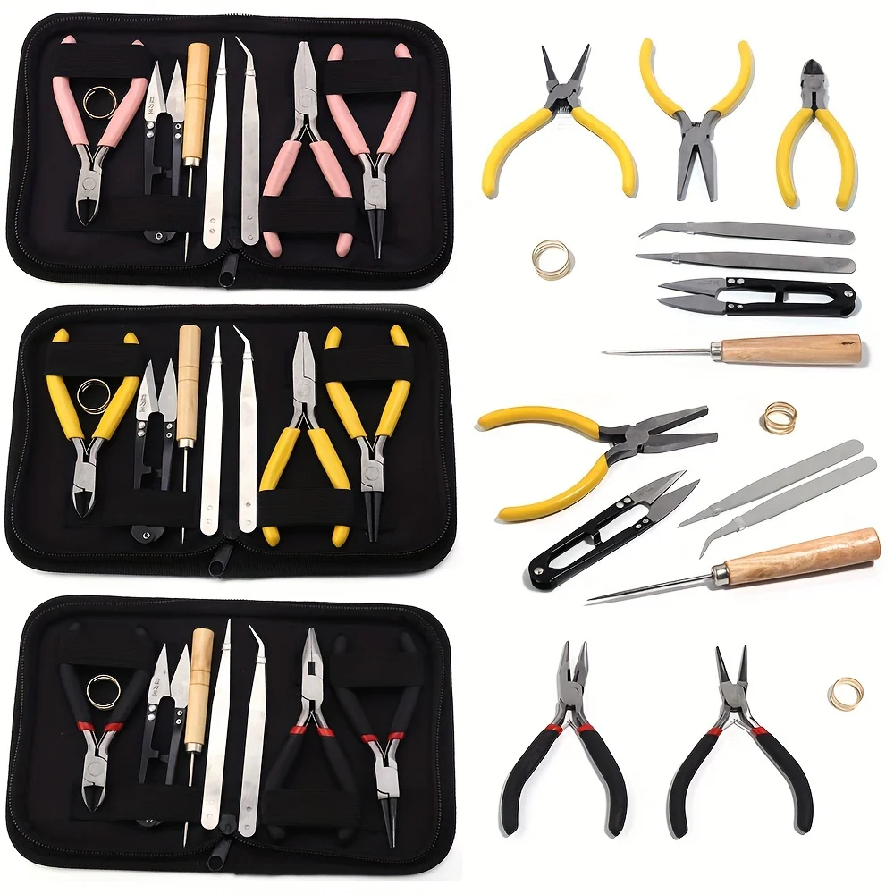 DIY Jewelry Making Tool Set 5pcs/6pcs/8pcs Handmade Pliers, Scissor, Tweezers