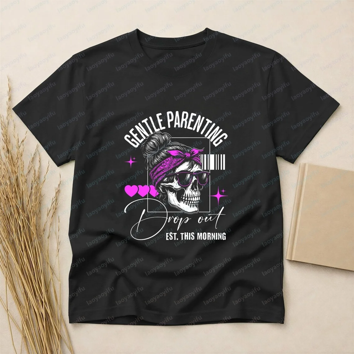 Gentle Parenting Dropout T-shirt: Funny Mom's Satirical Fashion - Y2K Street Style Casual Round-neck Comfortable T-shirt