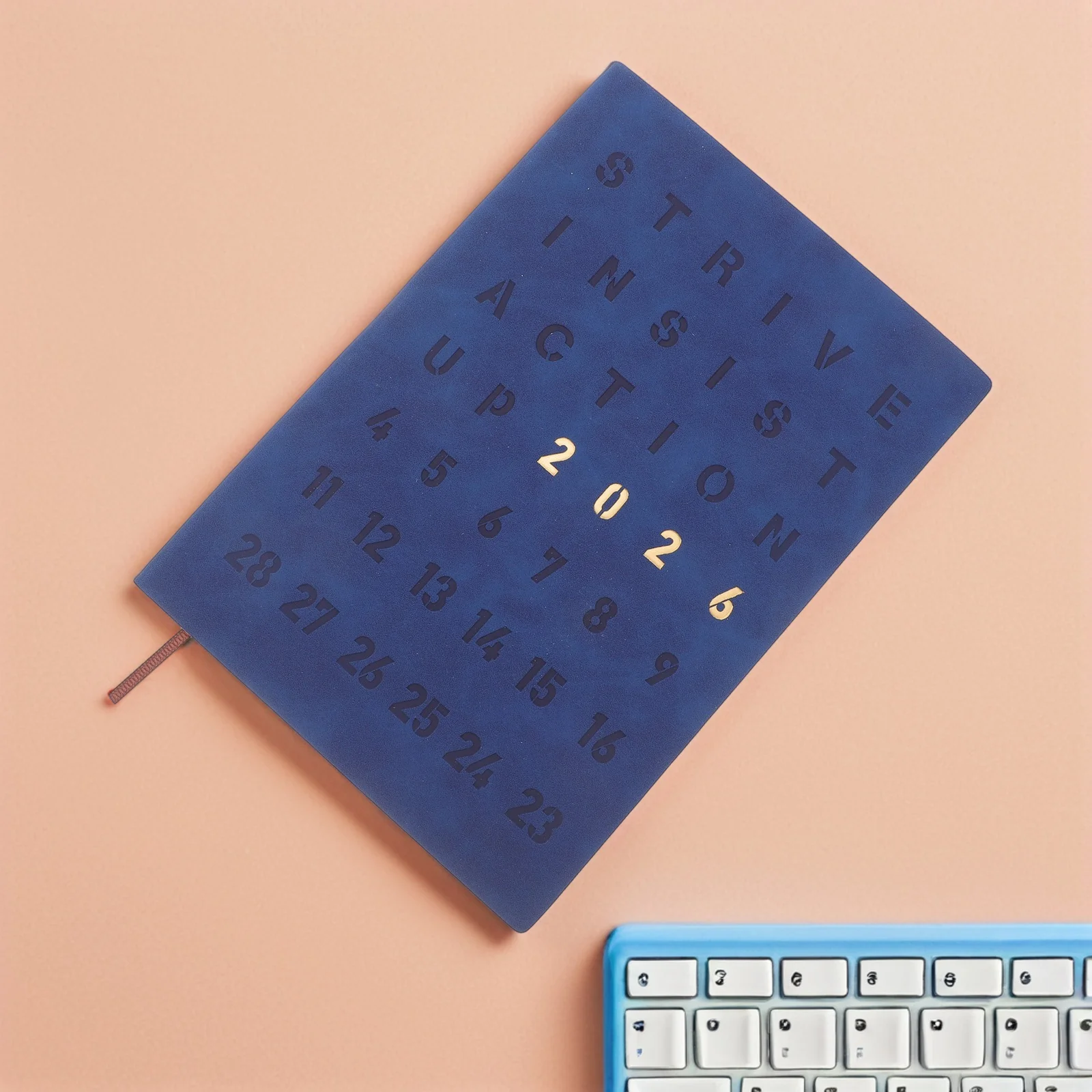 2026 Daily Planner Agenda Monthly Weekly Layout Hard Cover Book Portable Size For Personal Productivity Elegant Style Dark Blue