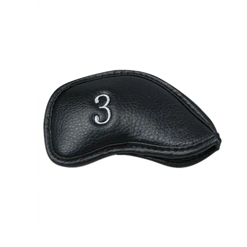 Golf Iron for Head Covers 12pcs Thicken PU Leather Soft Embroideried  Black Edging Right Handed Closely Protector