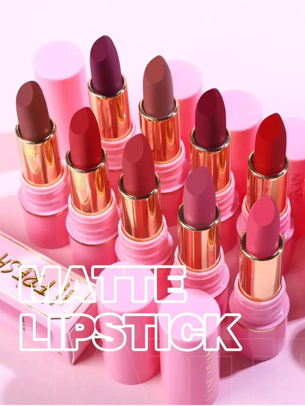 10Colors Lipstick Matte Waterproof Velvet Pigment Rouge Waterproof Long Lasting Lips Professional Cosmetics Beauty Nude Red Pink