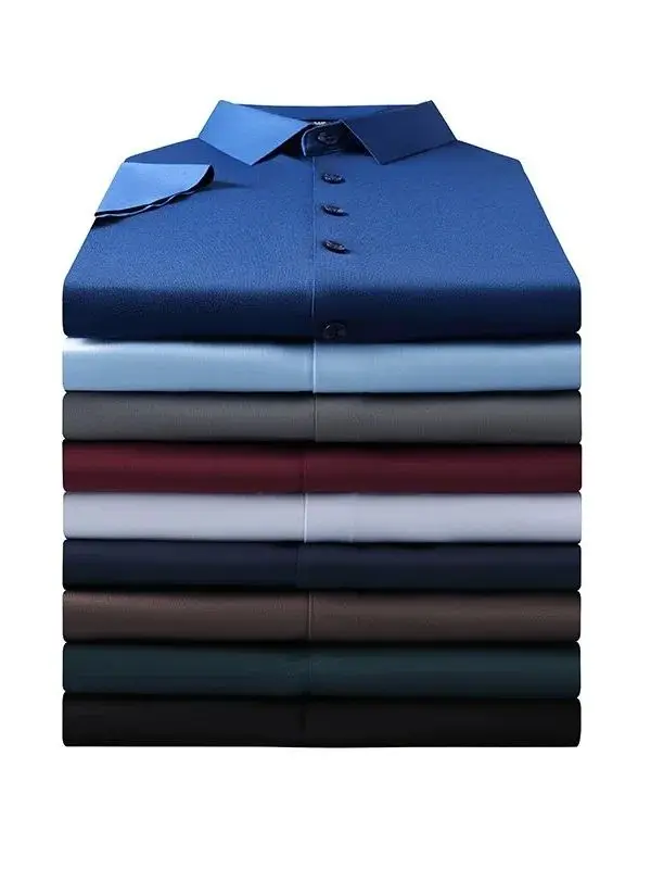 

Men's Pure Color ort Sve irt Stand Collar Stand Fit Casual Top Summer Faion Basic Sle Chinese Brand