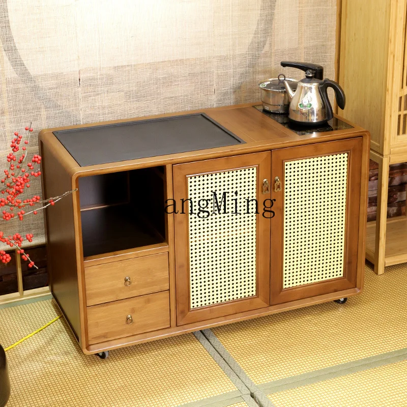 

FG heavy bamboo small tea table table floor-to-ceiling tea cabinet simple multi-functional dining side h room tea cabinet