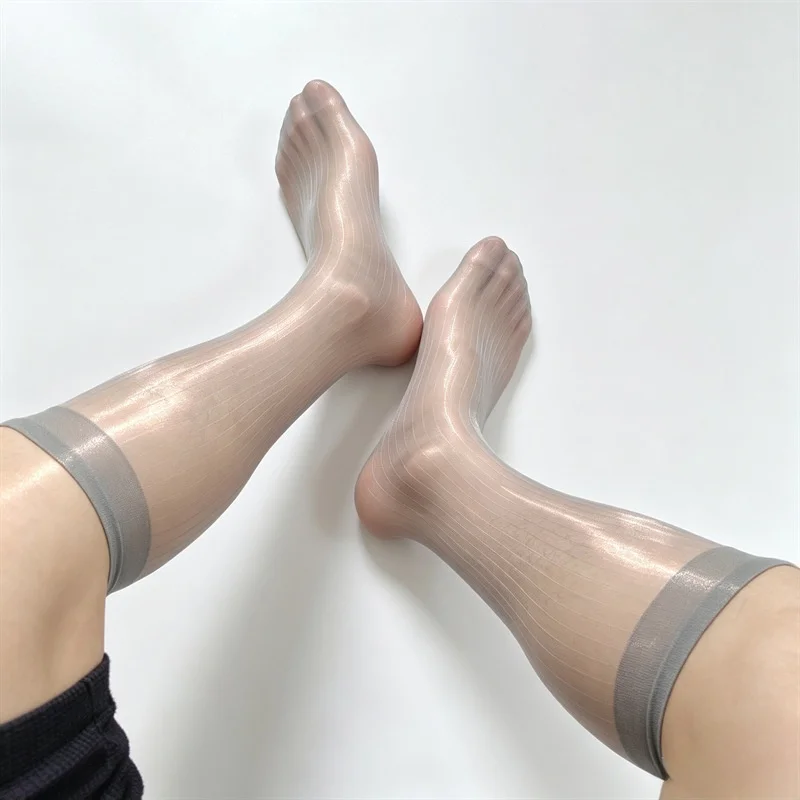 Miosam 0D striola Top Quality Man Aurora reflective ultra-thin Transparent Sexy Comfort Gentlemen Dress Socks Business Socks