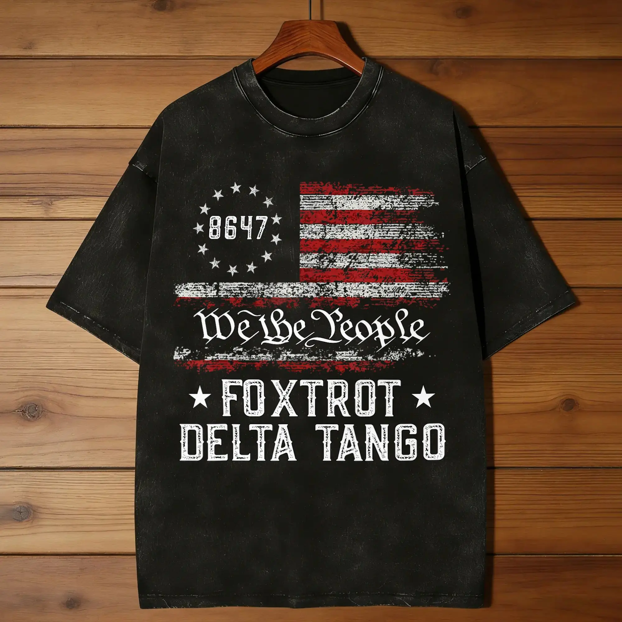 Foxtrot delta tango Men T Shirt Washed  Vintage Tee Shirt Short Sleeve Round Neck T-Shirts Cotton Printed Tops