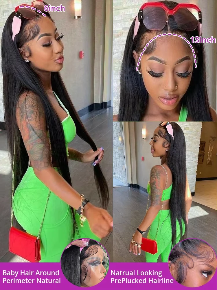 220 الكثافة شعر طبيعي مفرود الباروكات 30 بوصة 13x6 Hd الدانتيل شعر مستعار أمامي قبل قطعها الشعر البرازيلي 13x5 الدانتيل الباروكة الأمامية للنساء #2