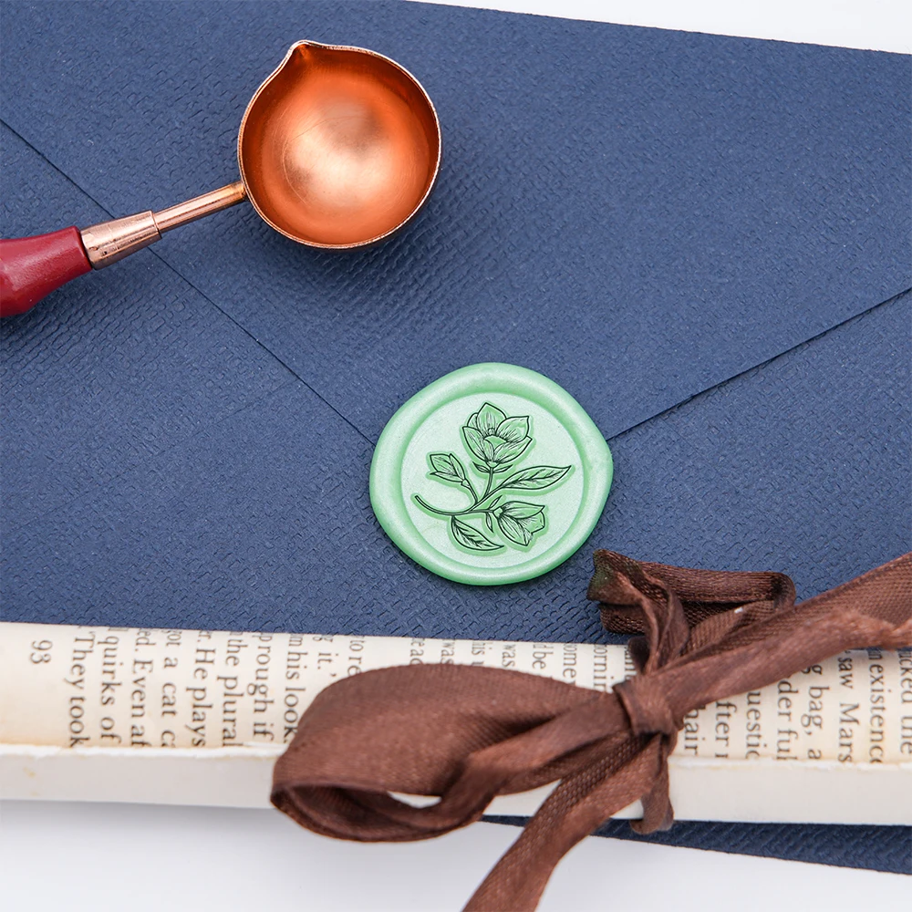 ماغنوليا الخزامى فرع ختم من الشمع Stamps 25 مللي متر جولة للإزالة النحاس رئيس DIY بها بنفسك ديكور الزفاف عطلة بطاقات المعايدة ديكور #2