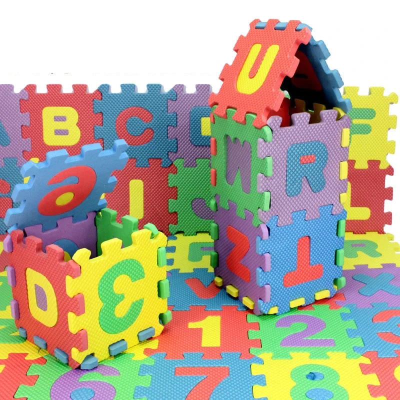 

36 pcs Children mini EVA Foam Alphabet Letters Numbers Floor Soft Baby Mat 3D puzzle Kids Educational toys Alphanumeric Mats