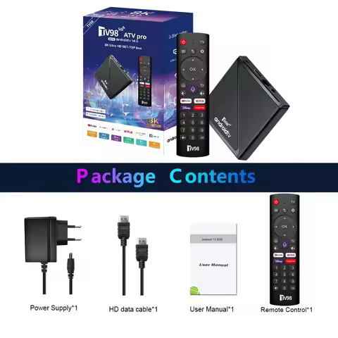ATV PRO Smart TV Box Android 14 Quad Core 2.4G/5G Dual Wifi BT5.0 8K HD Media Player Digital Voice Remote 4K Set Top Box