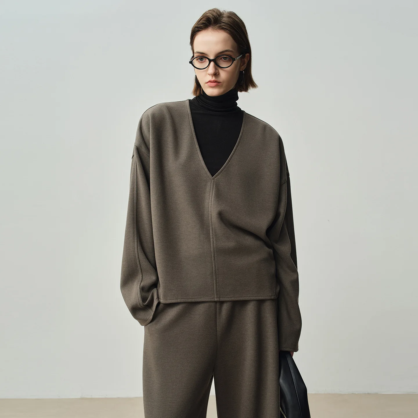 UMI MAO-Jersey informal elegante con cuello en V para mujer, Sudadera con capucha holgada, cintura elástica suave, mallas tipo plátano para mujer Y2K