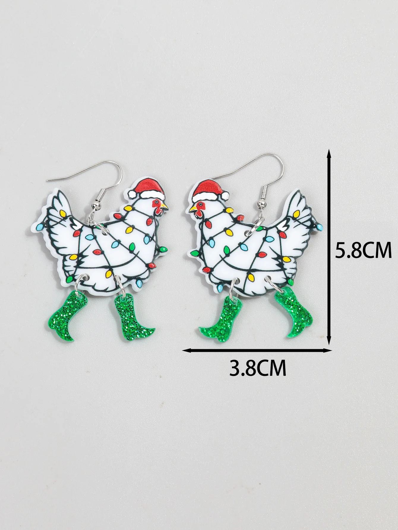 FishSheep Christmas Funy Animals Illumination Hen Acrylic Dangle Earring for Women Glitter Feet Hen Drop Earring Jewelry Gifts