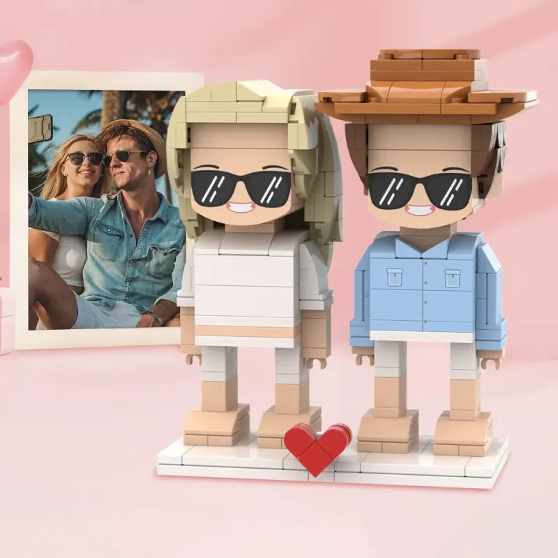 

Valentine's Day Gifts Customizable Fully Body 2 People My Custom Brickfigures Persanalized Cute Face Building Blocks Photo
