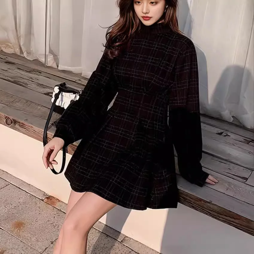 Dark Style Elegant Body-flattering   Plate Waist-cinching Clothes Little Black Clothes Dress Elegant Robe Party Elegant Maxi