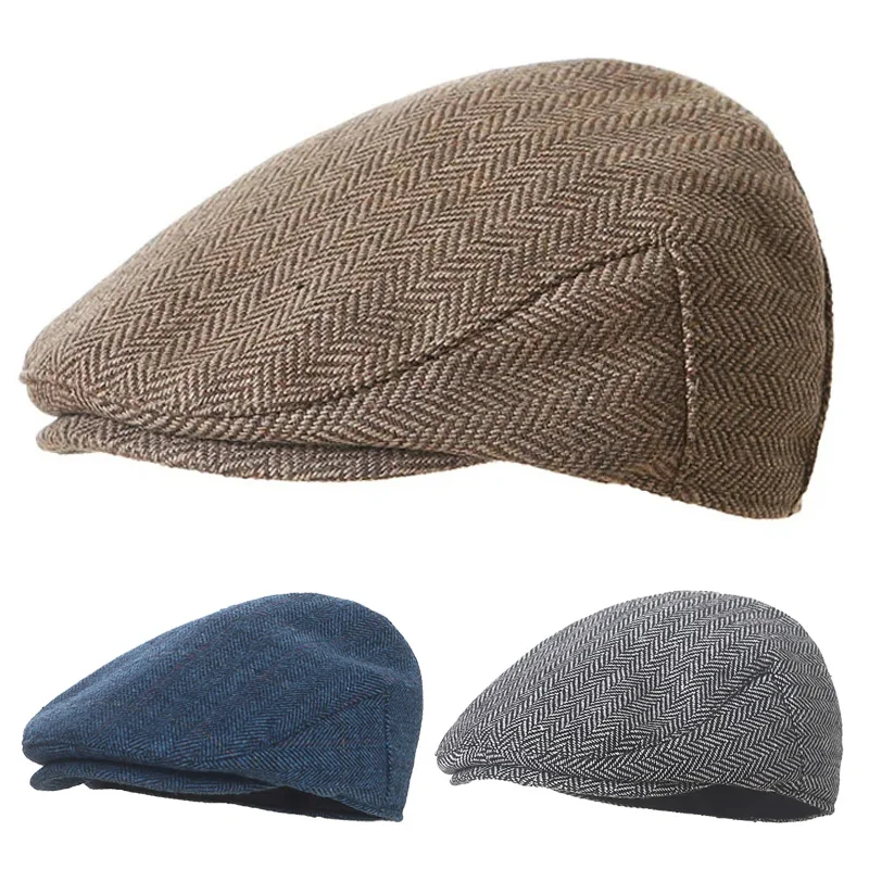 Autumn Winter Wool Hat for Baby Boys Girls Retro Infant Beret Hats Striped Newsboy Flat Cap Toddler Kids Accessories 1-4Y