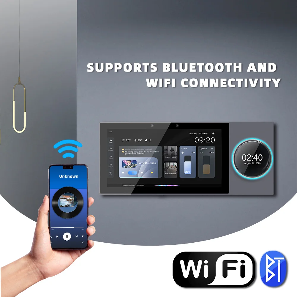 Smart Home Theater Sound System WiFi Bluetooth 6 inch Wall Amplifier Android 8.1 Audio Control Panel Support TUYA ZIGBEE RS485