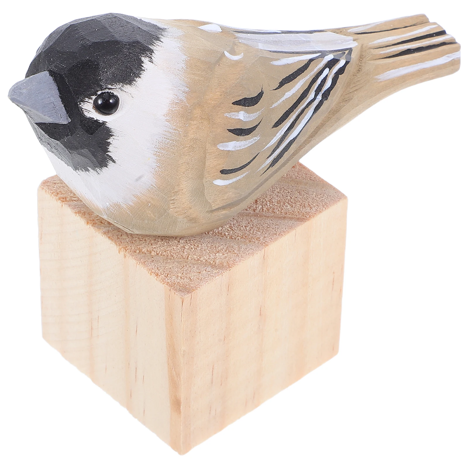 

Exquisite Hand-Carved Wooden Sparrow Bird Sculpture Home Decor Wood Carving Ornament Wood Birds Decor Wooden Birds