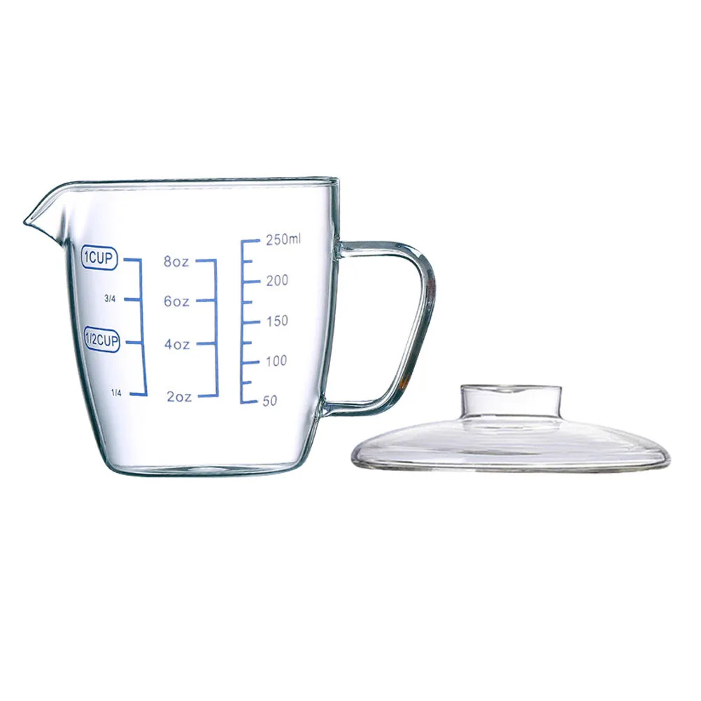 

Heat-Resistant Glass Cup with Scale Lid for Coffee Juice Milk Water Drinking Measuring Cup Household Kitchen Mug