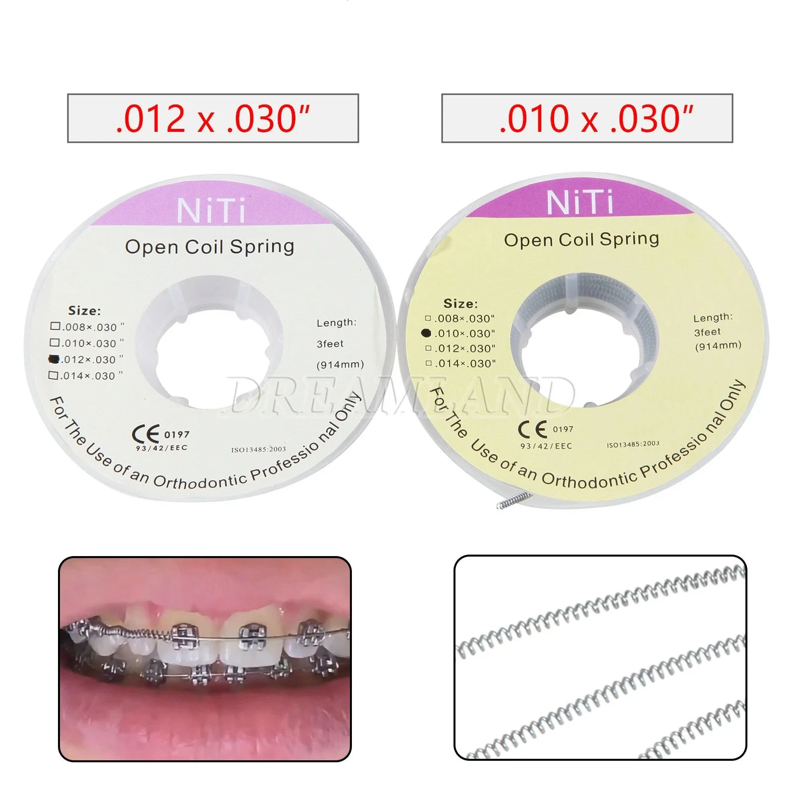 Dental Orthodontic Niti Open Coil Spring Spool .010/012 Inch 914mm