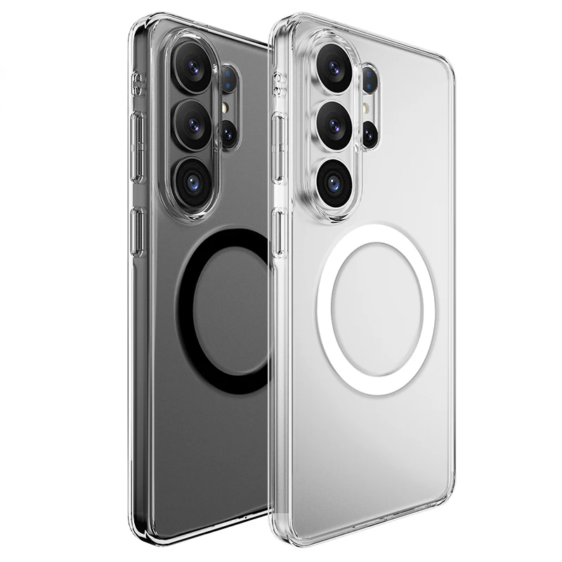 

For Samsung Galaxy S26 Ultra , S26 Plus Case ELVEV Magnetic Anti-fingerprint PC Soft TPU Ultra-thin Protection Phone Cover