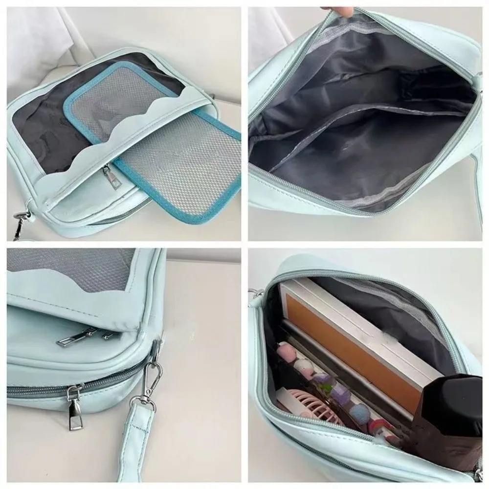 

Fashion Y2K Transparent Ita Bag PU Large Capacity JK Uniform Shoulder Bag Zipper Harajuku PVC Crossbody Bag Daily