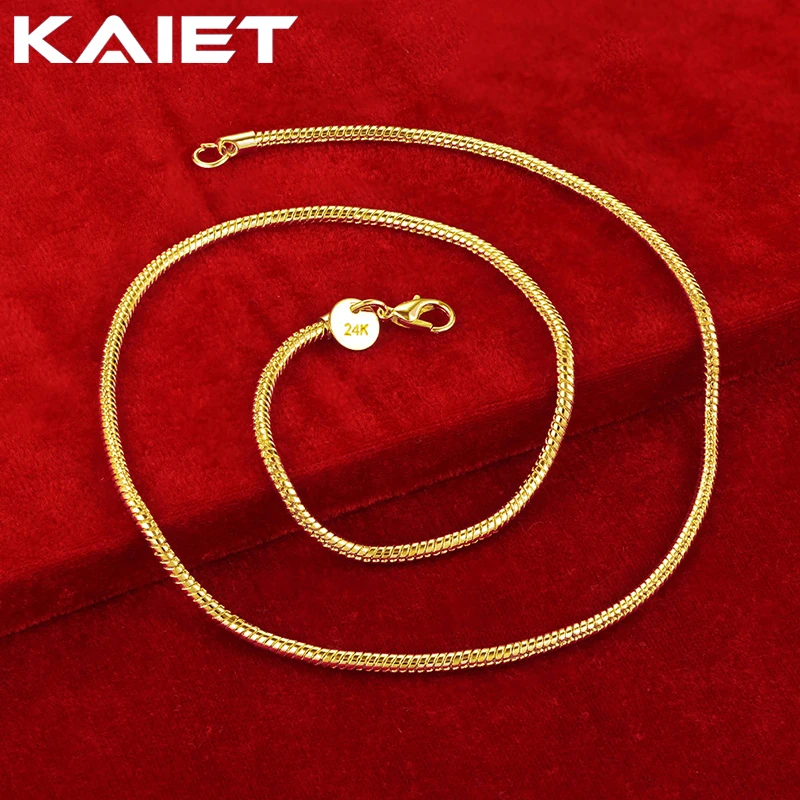 

KAIET 925 Sterling Silver 3mm Snake Chain 16-30 inches Necklace Plated With 18K Gold Wedding Party For Women Charm Fine Jewelry