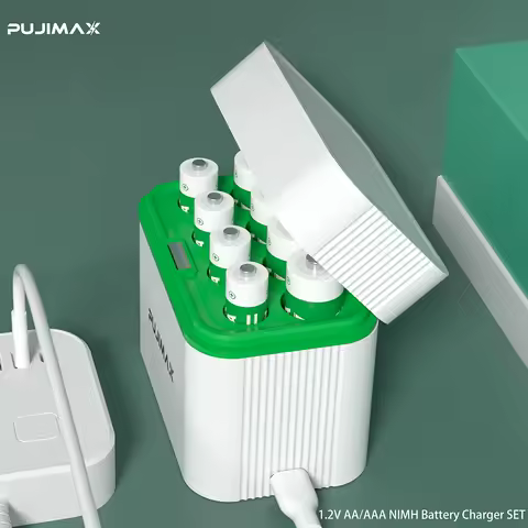 PUJIMAX LED Display AA/AAA Battery Charger 8 Slots For NI-MH /NI-CD aa aaa 1.2V Rechargeable Battery Indicator Battery Charger
