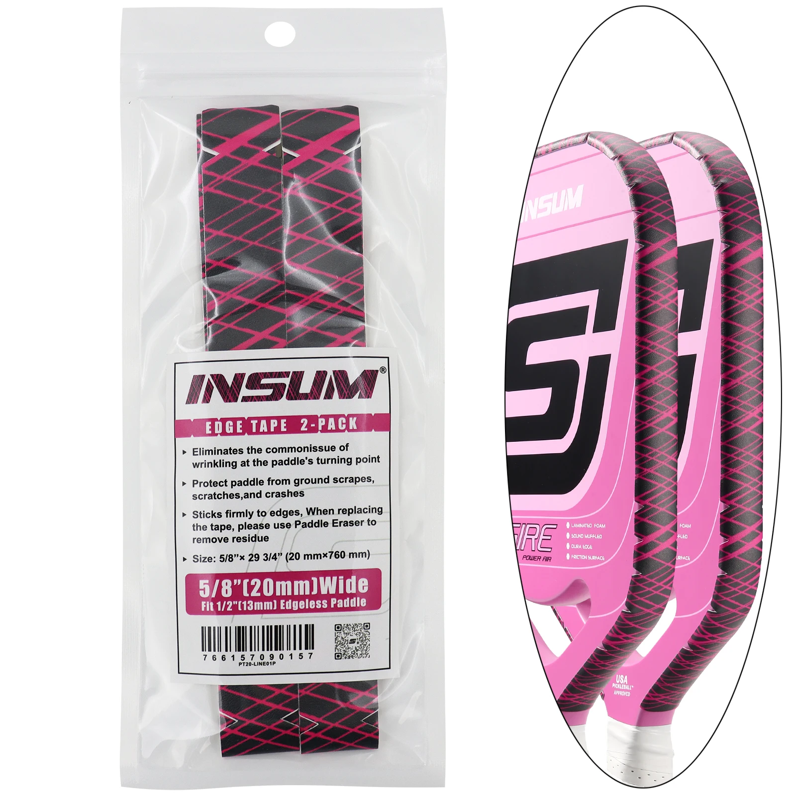 insum Pickleball Paddle Protection Tapes Edge Guard Tapes 2 Pack PU Material Perfect Fits the Edge the Racket