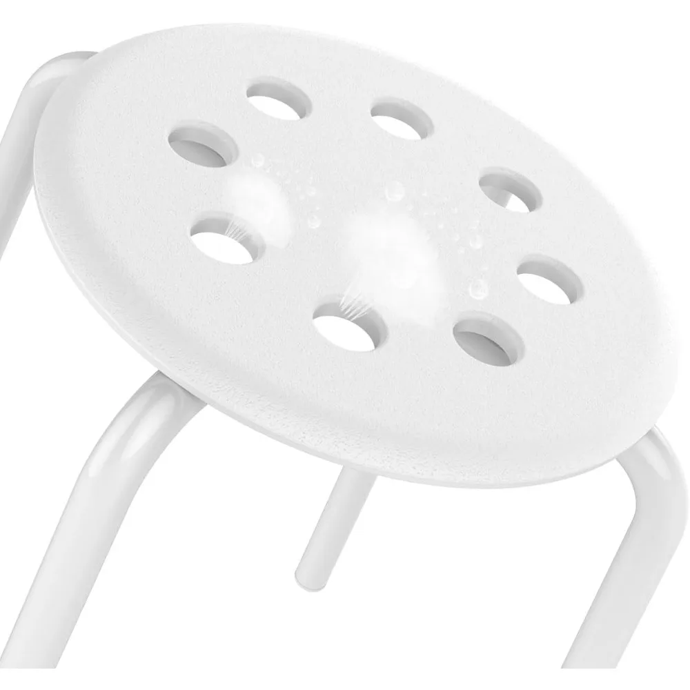 Kursi Bar Plastik yang Dapat Ditumpuk dengan Kaki Logam, Tinggi 17,3 inci, Set isi 5, Putih