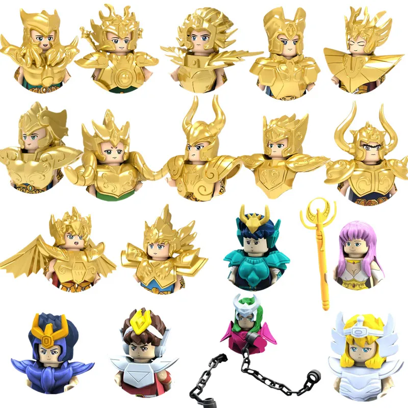 Anime Toys Saint Seiya Building Blocks Athena Shiryu Ikki Golden Warrior Figures Bricks Cartoon Toys For Children Birthday Gifts