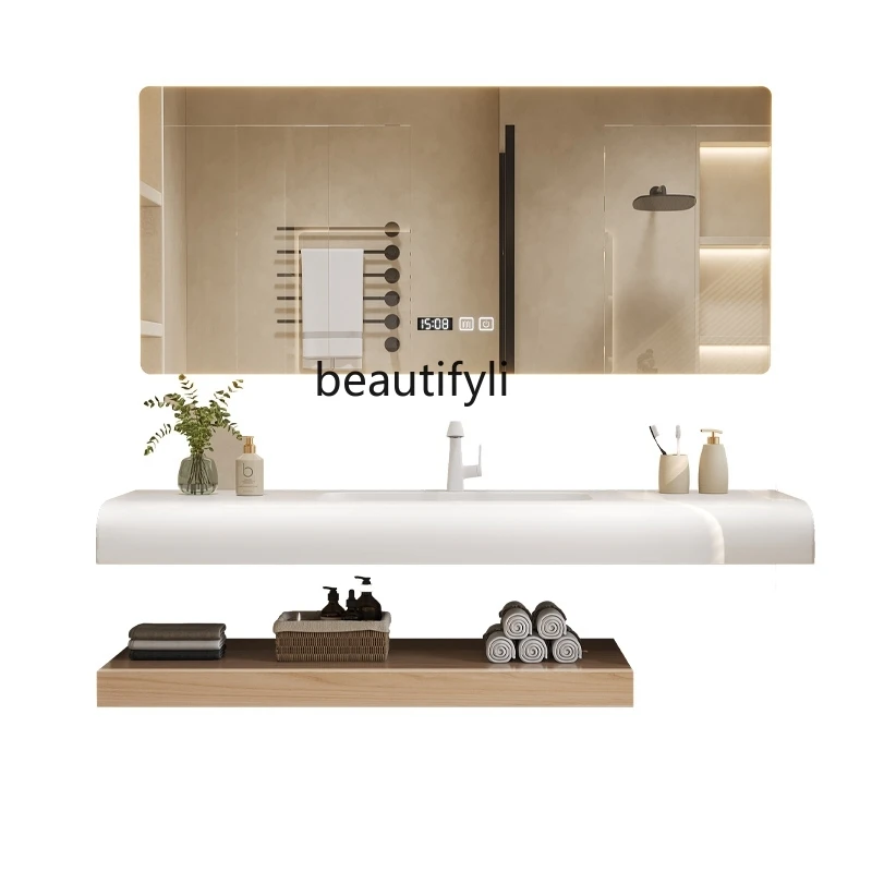 

High-value Corian integrated basin bathroom cabinet modern and simple, hand washbasin washbasin basin