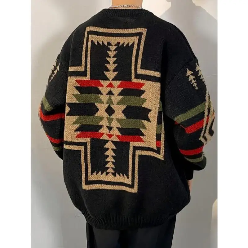 

Men's Knitted Geometric Print Sweater Large Size Coolmax Fiber Ne Nine Sve mid Age And Older Ciwalk Inner Wear