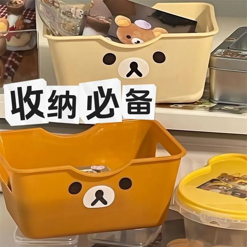 Rilakkuma Schreibtisch-Aufbewahrungskorb, Niedlicher Bären-Plastik-Organizer, Aufbewahrungsbox für Schreibwaren und Kosmetik für den Schülertisch – Detail 5