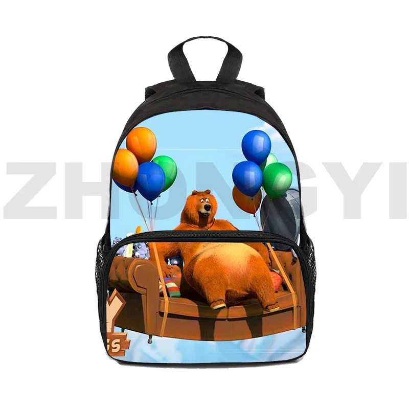 Funny Harajuku Grizzy and The Lemmings 3D Backpack 12/16 Inch School Backpack for College Students Preppy Style Fashion Handbags