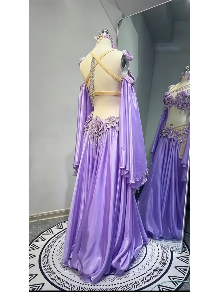 Customized Eastern Bellydance Dress Indian Clothes Women Belly Dancing Bra and Skirt Set Oriental Dance Costume Group Stage Wear