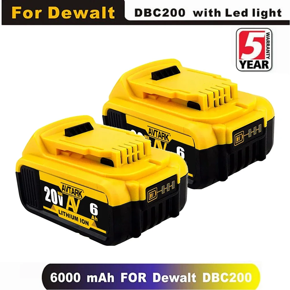 

100% Original 20V 6.0Ah MAX Battery Power Tool Replacement for DeWalt DCB184 DCB181 DCB182 DCB200 20V 8A 6A 18Volt 20v Battery