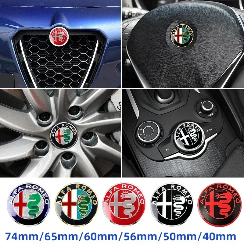 Car Front Hood Emblem Trunk Rear badge logo For Alfa Romeo Giulia Stelvio Giulietta 156 159 147 Mito Tonale Brera Disco V